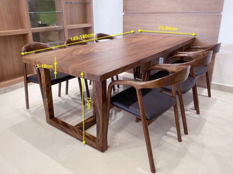kích thước bàn ăn 6 ghế