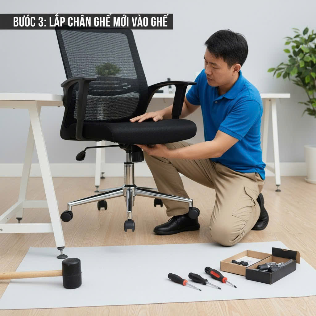 thay chân ghế xoay bị gãy