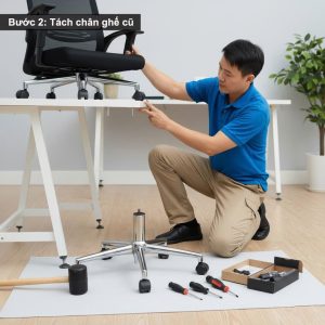 thay chân ghế xoay bị gãy